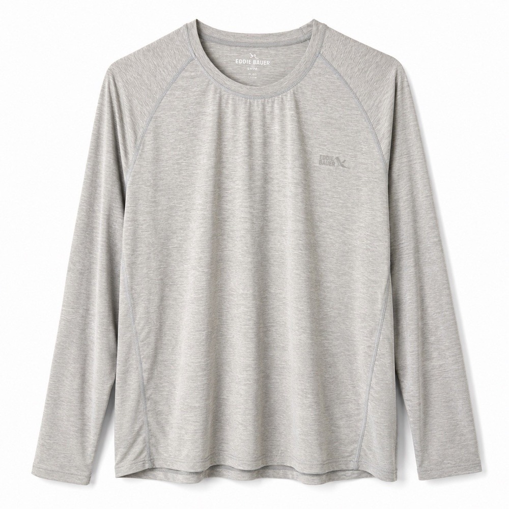 Eddie Bauer Swim Men's XL Heather Gray Long Sleeve Performance Shirt Size XL